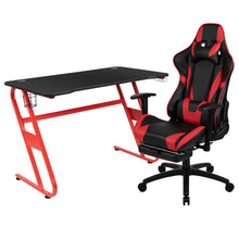 Load image into Gallery viewer, Echo Gaming Desk & Chair Set: Faux Leather Reclining Gaming Chair; Gaming Desk with Headphone Hook and Cupholder