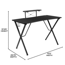 Load image into Gallery viewer, Gamma Gaming Desk & Chair Set - High Back Gaming Chair with Flip-Up Arms; Desk with Detachable Headphone Hook/Cupholder