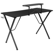 Load image into Gallery viewer, Gamma Gaming Desk & Chair Set - High Back Gaming Chair with Flip-Up Arms; Desk with Detachable Headphone Hook/Cupholder