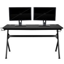 Load image into Gallery viewer, Zulu Gaming Desk and Chair Set, Ergonomic Gaming Chair with USB Massage, Slide-Out Footrest, and Detachable Headrest Pillow
