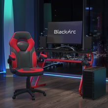 Load image into Gallery viewer, Alpha Bundle with Gaming Desk and Chair: High Back Chair with Arms; Desk with Headphone Hook/Cupholder