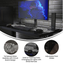 Load image into Gallery viewer, MetriX 7 Gaming Desk with Circuit Board Inspired LED Lighted Top, 43&quot; Gaming Computer PC Desk with Remote Controlled LED Lights
