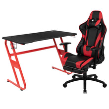 Load image into Gallery viewer, Echo Gaming Desk &amp; Chair Set: Faux Leather Reclining Gaming Chair; Gaming Desk with Headphone Hook and Cupholder
