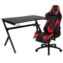 Load image into Gallery viewer, Charlie Gaming Desk and Ergonomic Gaming Chair Set with Footrest , Detachable Pillow and Headrest
