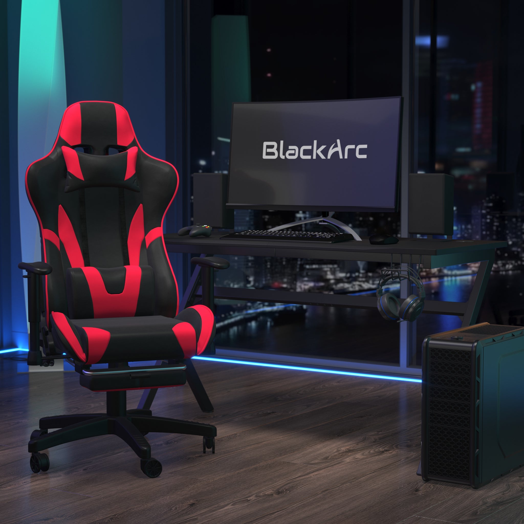 Charlie Gaming Desk and Ergonomic Gaming Chair Set with Footrest , Det –  BlackArc Gaming
